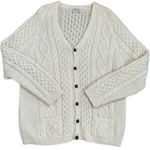Vintage Kauri Kraft Cardigan Sweater Mens 44 Cream Cable Knit Wool New Zealand